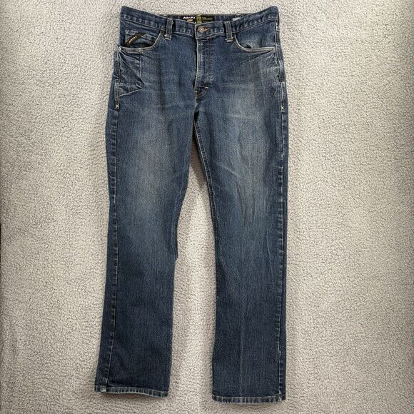 Ariat Rebar M5 Slim Straight Leg Denim Dark Wash Jeans 36x34 Work Wear  Western - Picture 1 of 6